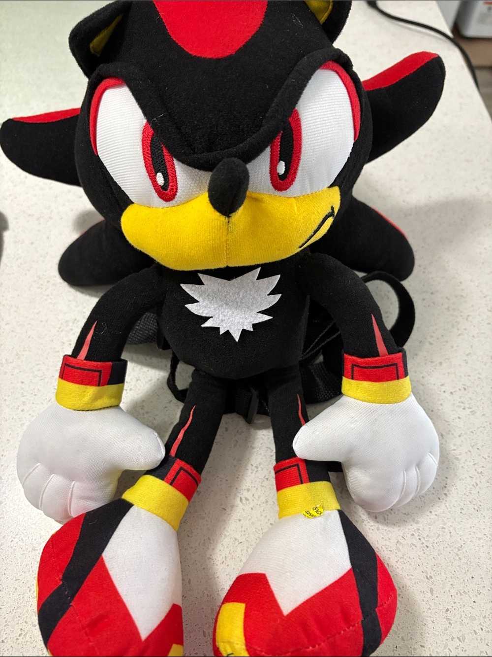 Shadow the Hedgehog Kids Plush Backpack - Black, Red, Yellow